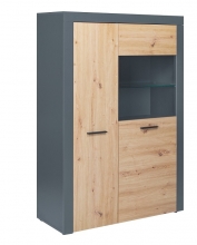 Highboard Vitrine Schrank Kommode CORBETO Anthrazit Artisan Eiche NB