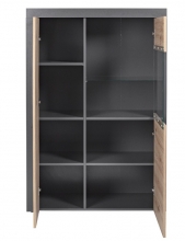 Highboard Vitrine Schrank Kommode CORBETO Anthrazit Artisan Eiche NB