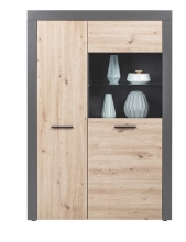 Highboard Vitrine Schrank Kommode CORBETO Anthrazit Artisan Eiche NB