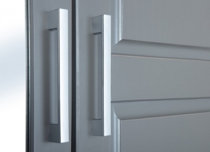 3-trg. Kleiderschrank Schrank Schlafzimmerschrank Spiegelschrank NORWIN Grau Massivholz lackiert