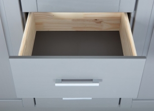 3-trg. Kleiderschrank Schrank Schlafzimmerschrank Spiegelschrank NORWIN Grau Massivholz lackiert