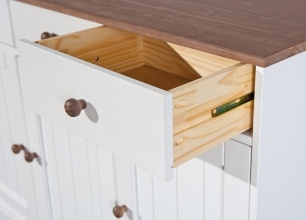3-trg. Kommode Anrichte Sideboard WESTERLAND 4.2 FSC Wei� Sepia Braun Kiefer Massiv