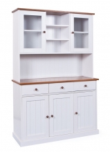 Highboard Vitrine Schrank Kommode Buffet WESTERLAND 6.2 FSC Wei� Sepia Braun Kiefer Massiv