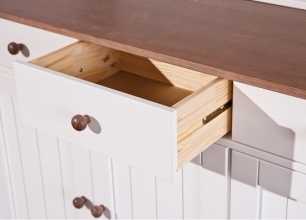 Highboard Vitrine Schrank Kommode Buffet WESTERLAND 6.2 FSC Wei� Sepia Braun Kiefer Massiv