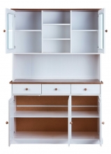 Highboard Vitrine Schrank Kommode Buffet WESTERLAND 6.2 FSC Wei� Sepia Braun Kiefer Massiv