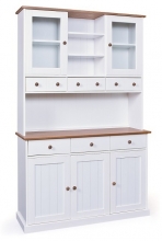 Highboard Vitrine Schrank Kommode Buffet WESTERLAND 13.2 FSC Wei� Sepia Braun Kiefer Massiv