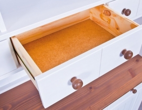Highboard Vitrine Schrank Kommode Buffet WESTERLAND 13.2 FSC Wei� Sepia Braun Kiefer Massiv