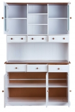 Highboard Vitrine Schrank Kommode Buffet WESTERLAND 13.2 FSC Wei� Sepia Braun Kiefer Massiv