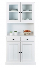 Highboard Vitrine Schrank Kommode Buffet WESTERLAND 55.1 FSC Wei� Kiefer Massiv