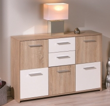 Kommode Sideboard Anrichte ELVEZIA Wei� Sonoma Eiche NB
