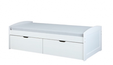 90x200 Funktionsbett Bett Einzelbett Holzbett G�stebett EINAR Massivholz Wei� Lackiert