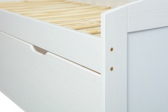 90x200 Funktionsbett Bett Einzelbett Holzbett G�stebett EINAR Massivholz Wei� Lackiert