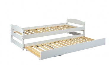 90x200 Funktionsbett Bett G�stebett Doppelliege VINDAS Wei� lackiert Massivholz