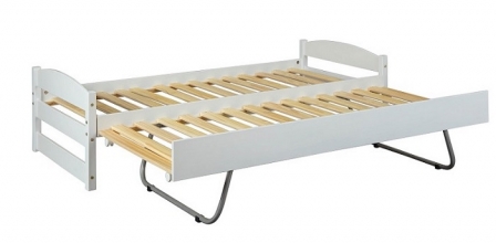 90x200 Funktionsbett Bett G�stebett Doppelliege VINDAS Wei� lackiert Massivholz