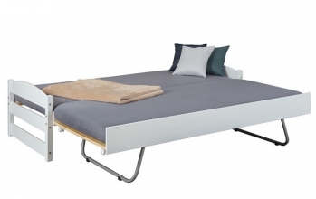 90x200 Funktionsbett Bett G�stebett Doppelliege VINDAS Wei� lackiert Massivholz