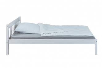 140x200 Bett Doppelbett Holzbett G�stebett Jugendbett VILMAR Massivholz Wei� Lackiert