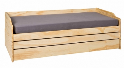90x200 Bett Funktionsbett 3in1 LOTAR Massivholz Natur Lackiert