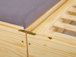 90x200 Bett Funktionsbett 3in1 LOTAR Massivholz Natur Lackiert