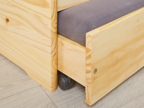 90x200 Bett Funktionsbett 3in1 LOTAR Massivholz Natur Lackiert