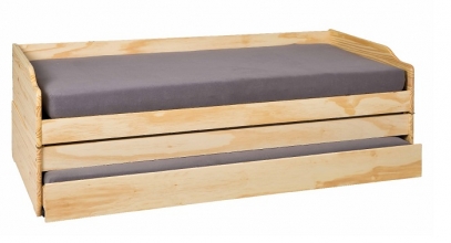 90x200 Bett Funktionsbett 3in1 LOTAR Massivholz Natur Lackiert