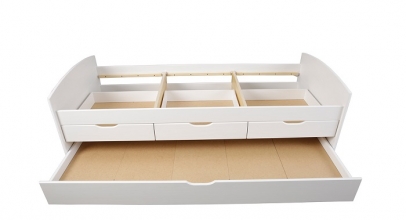 90x200cm Bett Kinderbett Holzbett Funktionsbett G�stebett RIEKA Wei� Massivholz
