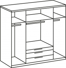 4 trg. Kleiderschrank DETROIT F99250 in Plankeneiche Nachbildung, Absetzung Raw steel + Metall