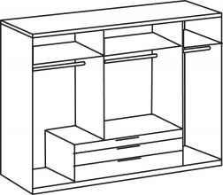 5 trg. Kleiderschrank DETROIT F99252 in Plankeneiche Nachbildung, Absetzung Raw steel + Metall