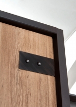 5 trg. Kleiderschrank DETROIT F99 253 in Plankeneiche Nachbildung, Absetzung Raw steel + Metall, mit 3 Spiegel