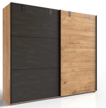 Schwebet�renschrank Kleiderschrank DETROIT F99 842 in Plankeneiche Nachbildung, Absetzung Raw steel + Metall