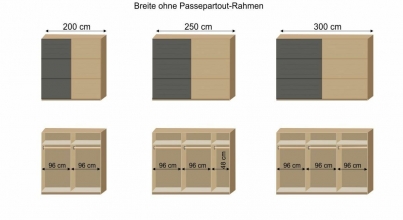 Schwebet�renschrank Kleiderschrank DETROIT F99 842 in Plankeneiche Nachbildung, Absetzung Raw steel + Metall