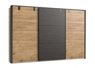 Schwebet�renschrank Kleiderschrank DETROIT F99 843 in Plankeneiche Nachbildung, Absetzung Raw steel + Metall