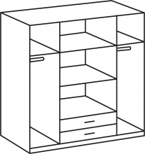 4 trg. Kleiderschrank Dreht�renschrank CORK T25 473 in Plankeneiche Nachbildung, Abs. Graphit + Schubladen