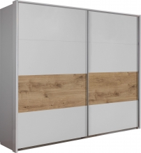 Schwebet�renschrank Kleiderschrank BERT 455 864 in Wei�, Abs. Plankeneiche Nachbildung