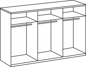 Schwebet�renschrank Kleiderschrank BERT 455 862 in Wei�, Abs. Plankeneiche Nachbildung 270 cm