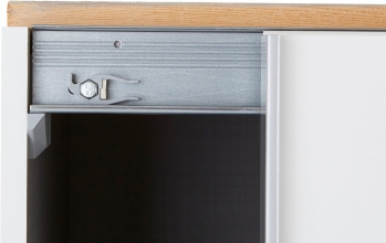 Schwebet�renschrank Kleiderschrank BERT 457 864 in Wei�, Abs. Eiche s�gerau Nachbildung 225 cm