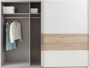 Schwebet�renschrank Kleiderschrank BERT 457 862 in Wei�, Abs. Eiche s�gerau Nachbildung 270 cm