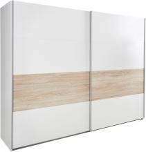 Schwebet�renschrank Kleiderschrank BERT 457 862 in Wei�, Abs. Eiche s�gerau Nachbildung 270 cm