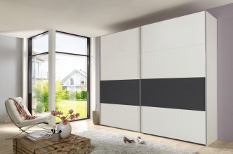 Schwebet�renschrank Kleiderschrank BERT 459 864 in Wei�, Abs. Graphit 225 cm