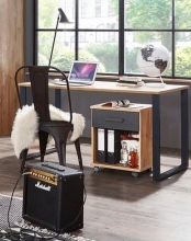 Schreibtisch B�rotisch Tisch Sch�lerschreibtisch J04 301 LIVERPOOL Plankeneiche Nachbildung, Gestell Metall graphitfarben