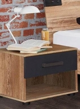 Nachtschrank Nachtkommode J04 697 LIVERPOOL Plankeneiche Nachbildung, Abs. Graphit
