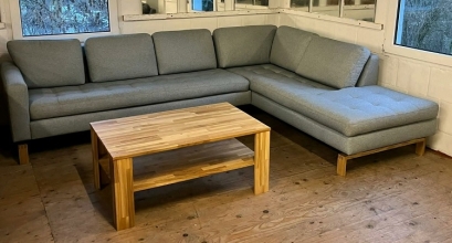 Ecksofa Polsterecke Sofa Couch MANDAL Struktur frein Hellgrau Ausstellung BH