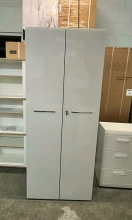 Aktenschrank Schrank abschlie�bar MONTEIRA Wei� Glas Ausstellung B�H