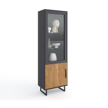 Vitrine schmal Anrichte Stauraum 3 4 0 1 Eiche teilmassiv