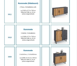 Vitrine schmal Anrichte Stauraum 3 4 0 1 Eiche teilmassiv