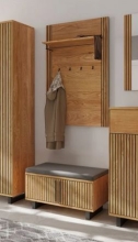 Schuhschrank Sitzbank Flurbank Garderobenbank 3 2 1 3 Eiche furnier mit Sitzkissen