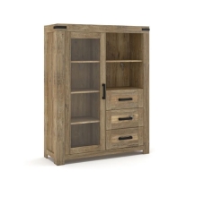 Highboard Anrichte Vitrine 2 9 7 6 Rustic Eiche massiv ge�lt / Rustic Eiche Dekor foliert