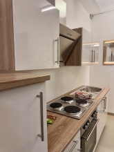 Einbauk�che K�che SANTORIN MUSTER K�che Anrichte H�ngeschrank Lack wei� Sonoma Eiche 270 cm Ausstellungsst�ck in B�hne