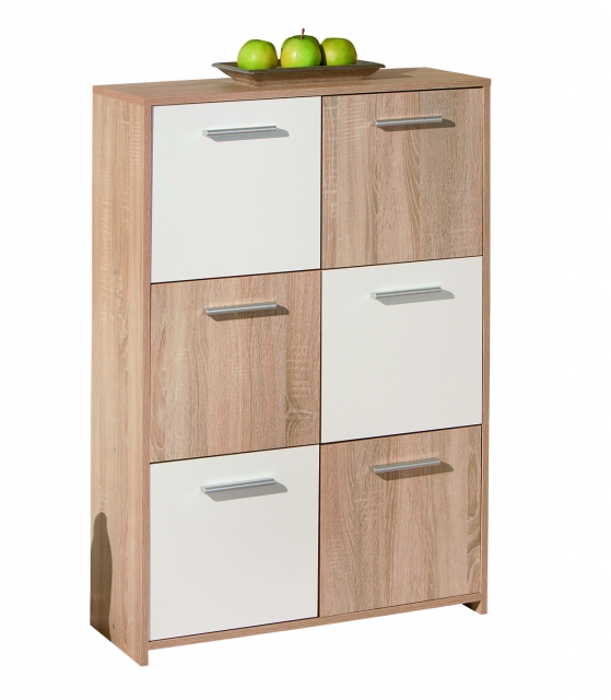 Kommode Sideboard Anrichte EGADI Sonoma Eiche Wei� Dekor