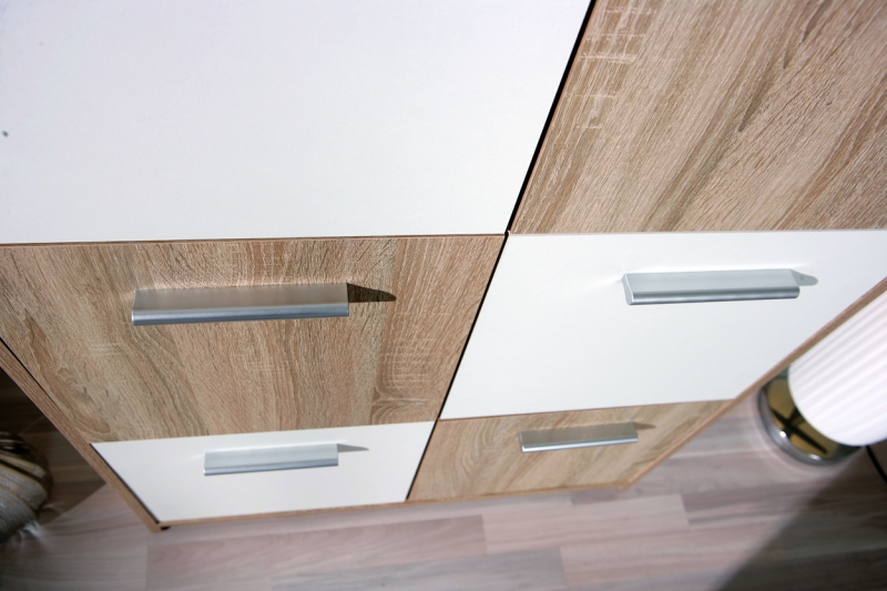 Kommode Sideboard Anrichte EGADI Sonoma Eiche Wei� Dekor