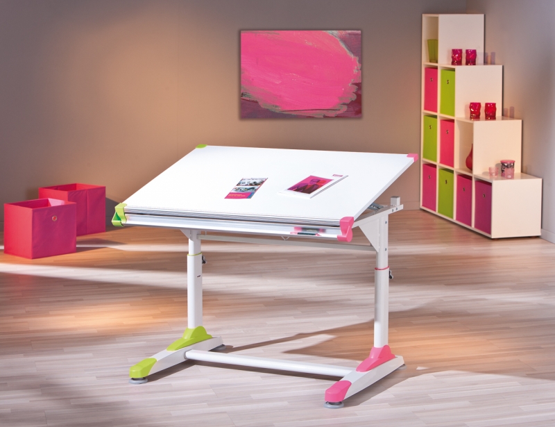 Kindertisch Schreibtisch Lerntisch 2Colorido Weiß Rosa Grün